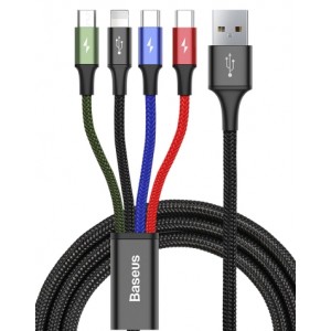 Cabo USB 4 em 1 Micro USB, lightning, Type-C
