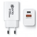 Carregador USB+USB-C 5V 3,0A Fast Charge 18w Prio (Branco)
