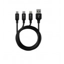 Cabo Universal 3 em 1 Micro-USB,UBS-C,lightning  3A 0,6M Prio (Black)