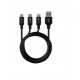 Cabo Universal 3 em 1 Micro-USB,UBS-C,lightning  3A 0,6M Prio (Black)
