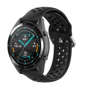 Pulseira Silicone (Preta) compatível c/ Huawei Watch GT 46mm / 42mm / GT2 46mm 22mm