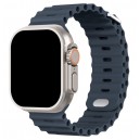 Bracelete Silicone Compativel c/ Apple Watch Ultra 49mm / Series 8&7 45mm / SE 2/6/SE/5/4 44mm (Azul Tempestade)