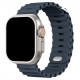 Bracelete Silicone Compativel c/ Apple Watch Ultra 49mm / Series 8&7 45mm / SE 2/6/SE/5/4 44mm (Azul Tempestade)