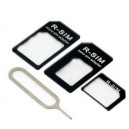 4 em 1 Adaptador Nano, Micro e R-SIM e Ferramenta de Ejeção SIM compatível c/  iPhone 5 / iPhone 4 & 4S