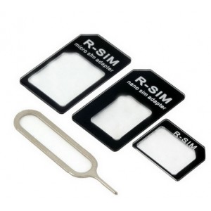 4 em 1 Adaptador Nano, Micro e R-SIM e Ferramenta de Ejeção SIM compatível c/  iPhone 5 / iPhone 4 & 4S