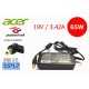 Carregador 19V 3.42A 65W 5.5*1.7mm pino central Acer PA-1650-86