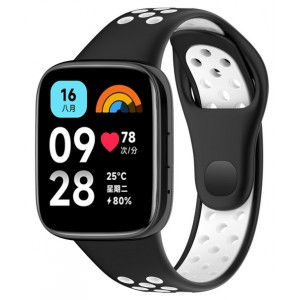 Bracelete Preta e Branca Compatível c/ Xiaomi Redmi Watch 3 Lite / Watch 3 Active