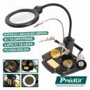 Suporte p/ Soldadura c/ Candeeiro, Pinças, Lupa e Acessórios