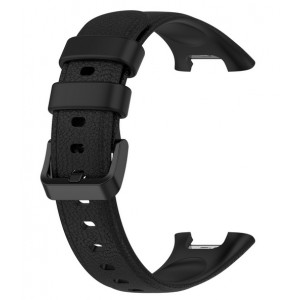 Pulseira compativel com Xiaomi Mi Band 7 Pro preta estilo couro