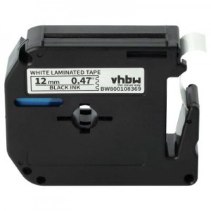 Fita De Etiqueta Compat&iacute;vel c/ Brother M-k231 12 Mm - Preta No Branco