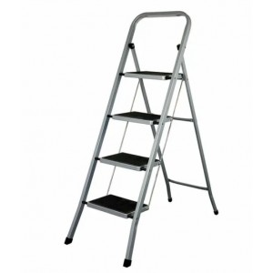 Escadote Dobr&aacute;vel de 4 Degraus EDM Cinzento A&ccedil;o (47 x 89 x 128 cm)