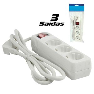 TOMADA ELÉCTRICA C/ 3 SAÍDAS E INTERRUPTOR 1.5M BRANCO