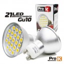 LÂMPADA 4W 21 LEDS 5050 SMD GU10 BRANCO QUENTE 220V PROK*