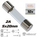 FUSIBLE 5 x 20 rápida fusión 2A (x 10) garantía