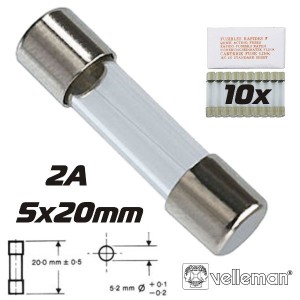 FUSIBLE 5 x 20 rápida fusión 2A (x 10) garantía