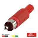 FICHA RCA MACHO VERMELHA C/ PROTECÇÃO DE CABO PVC
