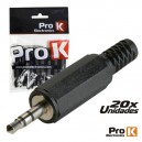FICHA JACK MACHO 3.5MM ST C/ PROTEÇÃO DE CABO 20X PROK
