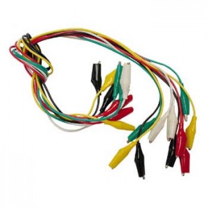 CONJUNTO de 10 CABLES 50 cm 5 colores C/cocodrilo CLIPS 25 mm