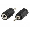 Enchufe JACK Macho Mono 2.5mm p/ JACK Hembra 3.5mm Mono
