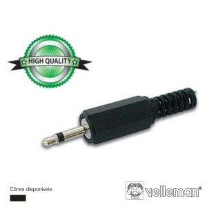 Ficha JACK Macho Plástico Preta 2.5mm Mono