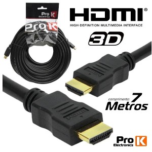 Cable HDMI Dorado Macho / Macho 1.4 Negro 7.5M PROK
