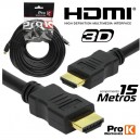 CABO HDMI DOURADO MACHO / MACHO 1.4 PRETO 15M PROK