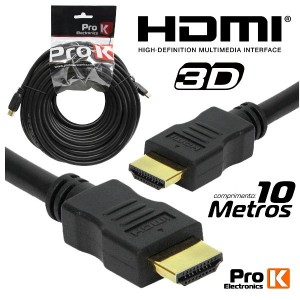 Cable HDMI Dorado Macho / Macho 1.4 Negro 10M PROK