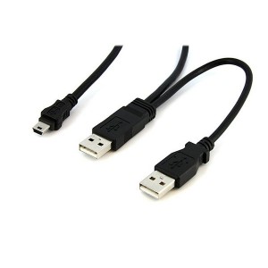 Cable USB-Y 2X TIPO A-MACHO / MINI-USB-MACHO (5 Pines) 0,6M