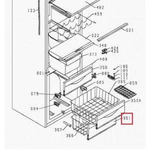 TAMPA DA GAVETA INFERIOR TKI320 (Branco) posiçao 351 da imagem
