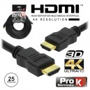 CABO HDMI DOURADO MACHO / MACHO 2.0 4K PRETO 25M PROK