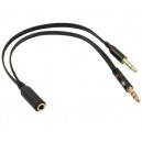 Cabo 3.5mm Fêmea para Jack Microfone 3.5mm Macho + Jack Colunas 3.5mm Macho