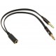 Cabo 3.5mm Fêmea para Jack Microfone 3.5mm Macho + Jack Colunas 3.5mm Macho