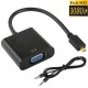 Cabo adaptador Micro HDMI macho para VGA femea c/cabo audio FULL HD 1080P