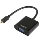 Cabo adaptador Micro HDMI macho para VGA femea c/cabo audio FULL HD 1080P