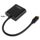 Cabo adaptador Micro HDMI macho para VGA femea c/cabo audio FULL HD 1080P