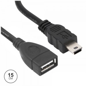 CABO USB OTG 2.0 TIPO-A FÊMEA / MINI USB TIPO-B MACHO 15CM