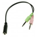 ADAPTADOR JACK 3,5MM 4 PINOS FEMEA / 2X JACK 3,5MM 3 PINOS