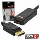 ADAPTADOR DISPLAYPORT MACHO / HDMI FÊMEA 4K PROK