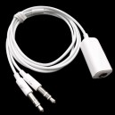 Cabo 3.5mm Fêmea para Jack Microfone 3.5mm Macho + Jack Colunas 3.5mm Macho 78CM (Branco)