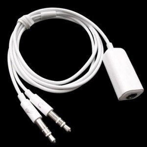 CABLE 3.5MM HEMBRA PARA JACK MICRÓFONO 3.5MM MACHO + JACK COLUMNAS 3.5MM MACHO 78CM (BLANCO)