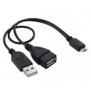 Cabo fêmea USB + Micro USB para USB 