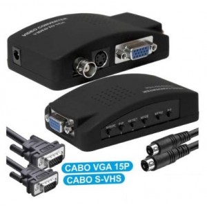 CONVERSOR VÍDEO VGA+BNC+SVHS P/ VGA C/ CABOS