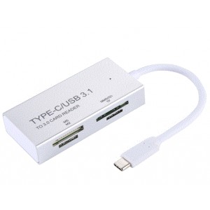Leitor de cartões USB-C TF, SD, MS, M2 Cabo 14CM