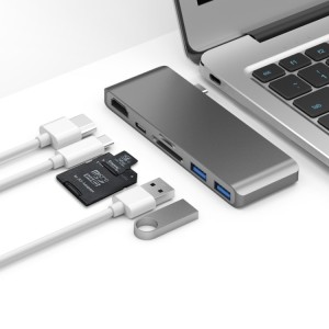 Adaptador USB-C / Tipo-C para USB3.0x2 Tipo-Cx1 , HDMI, Leitor de Cartões SD,Micro SD