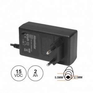 Carregador compatível 15V, 2A, 5.5x2.1mm c/ 12mm