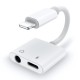 Adaptador fêmea 3.5mm para lightning com função de carga Branco