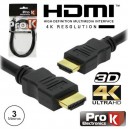 CABO HDMI DOURADO MACHO / MACHO 2.0 4K PRETO 3M