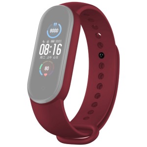 Pulseira de borracha Compativel C/  Xiaomi Mi Band 5 (Vermelha Vinho )
