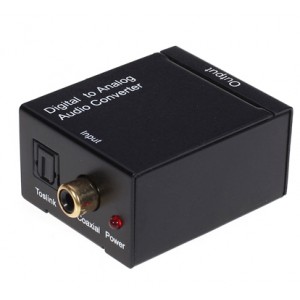 Conversor de áudio digital óptico coaxial para analógico RCA (preto)