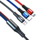 Cabo USB 3 em 1 Micro USB, Lightning, Type-C